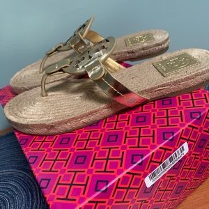 Tory Burch Miller Espadrille Gold Metallic Sandal